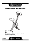 Exerpeutic Recumbent Bike Instruction Manual