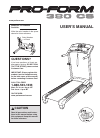 ProForm 380 Cs Treadmill Manuals and User Guides, Other Manuals — All