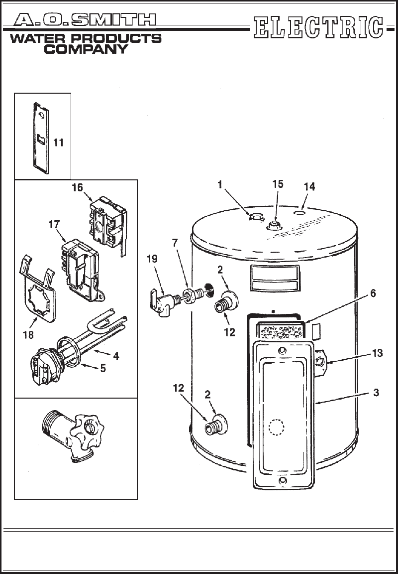 A.O. Smith DEL 10 Water Heater Parts list PDF View/Download