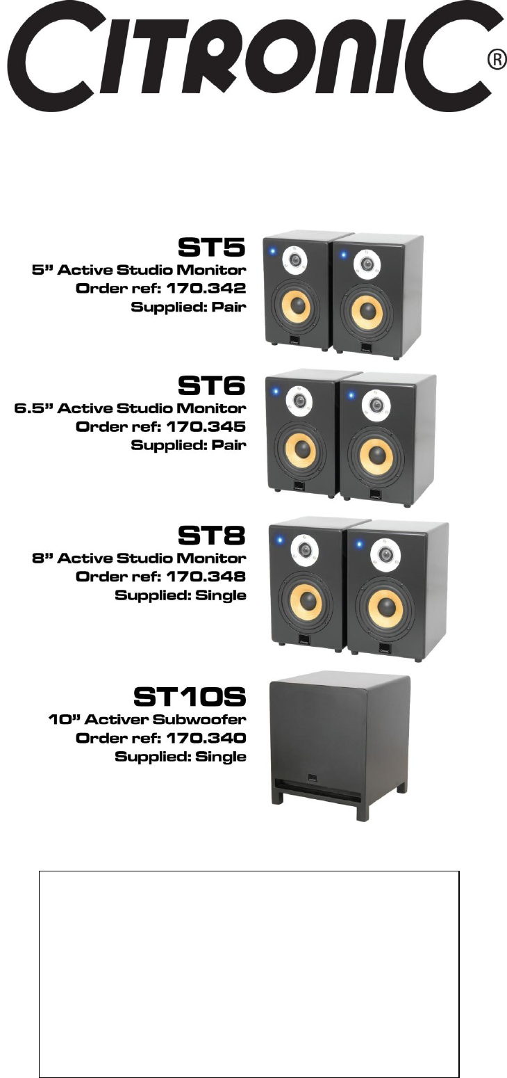 Citronic ST10S Speakers Operation & user’s manual PDF View/Download