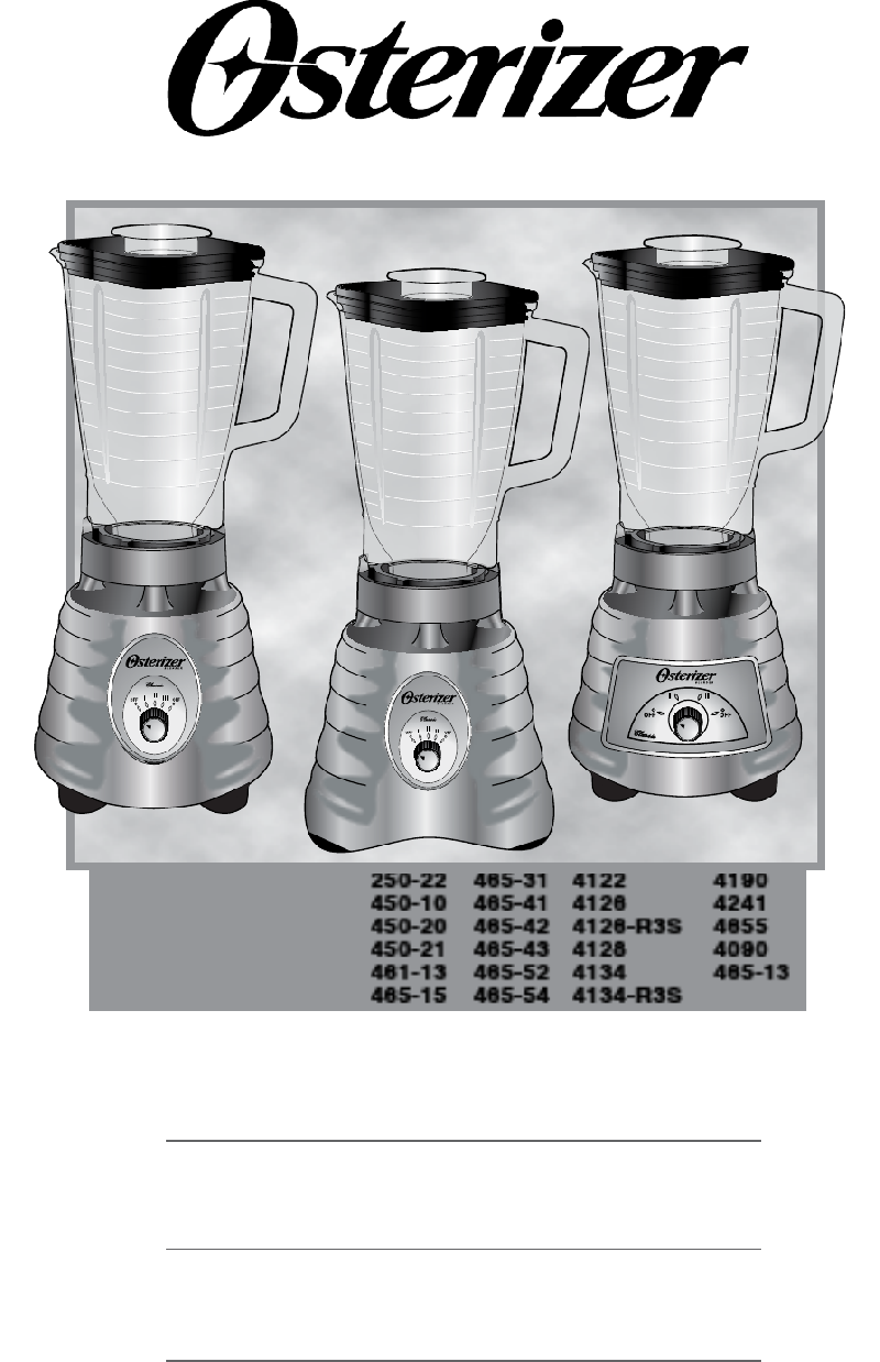 Osterizer 250-22 Blender Instruction manual PDF View/Download