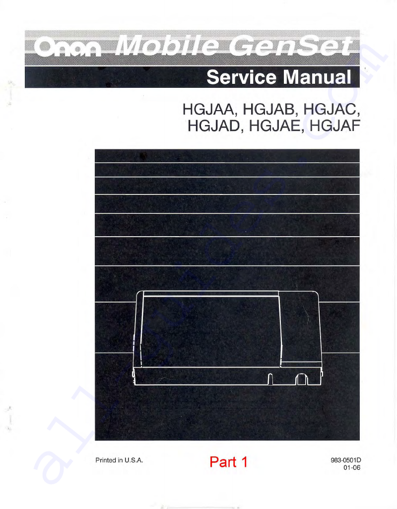 Onan HGJAD Portable Generator Service manual PDF View/Download