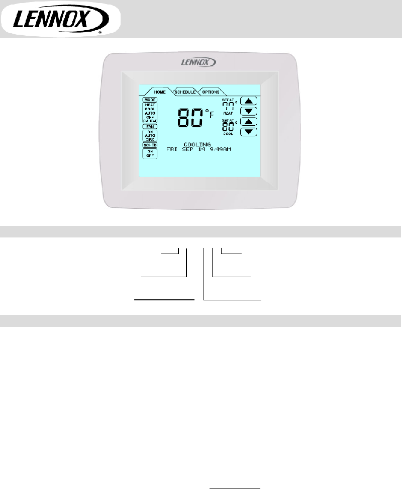 Lennox ComfortSense 7000 series Thermostat Operation & user’s manual