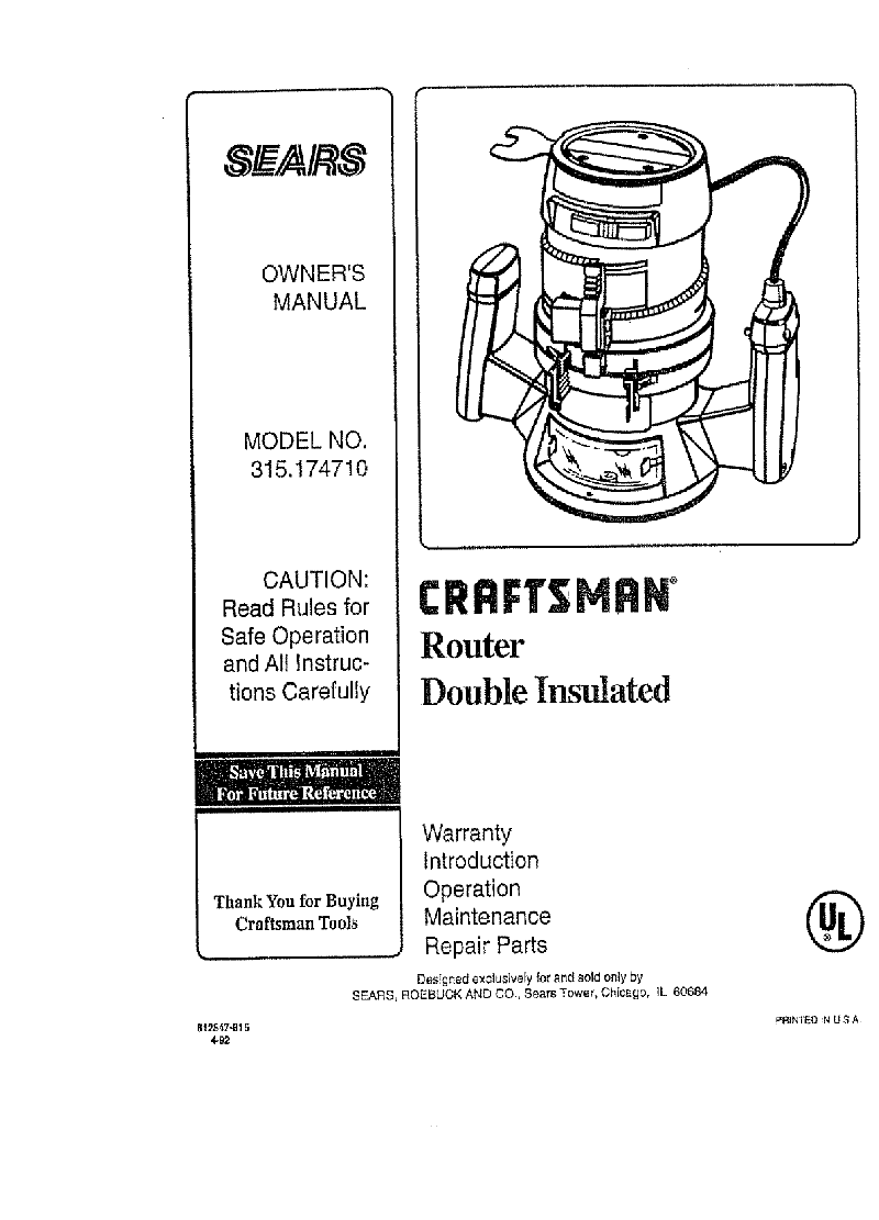 craftsman router model 315.174710