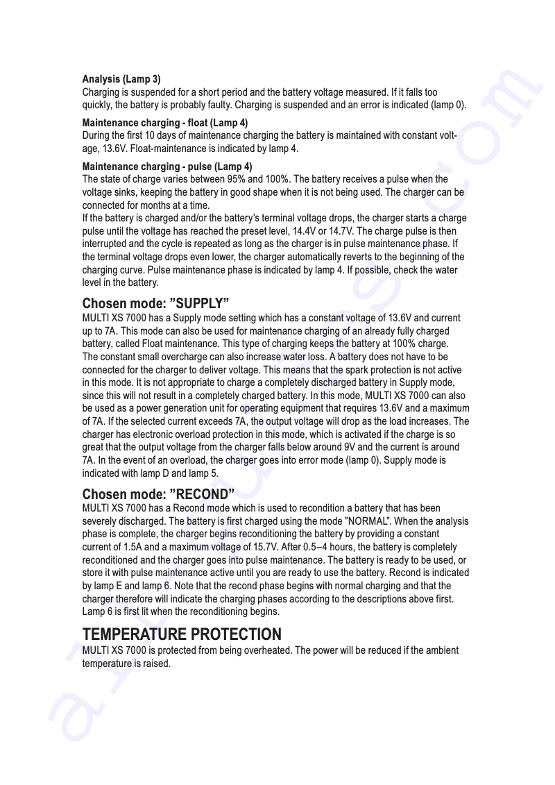 CTEK Multi XS 7000 Battery Charger Operation & user’s manual PDF View