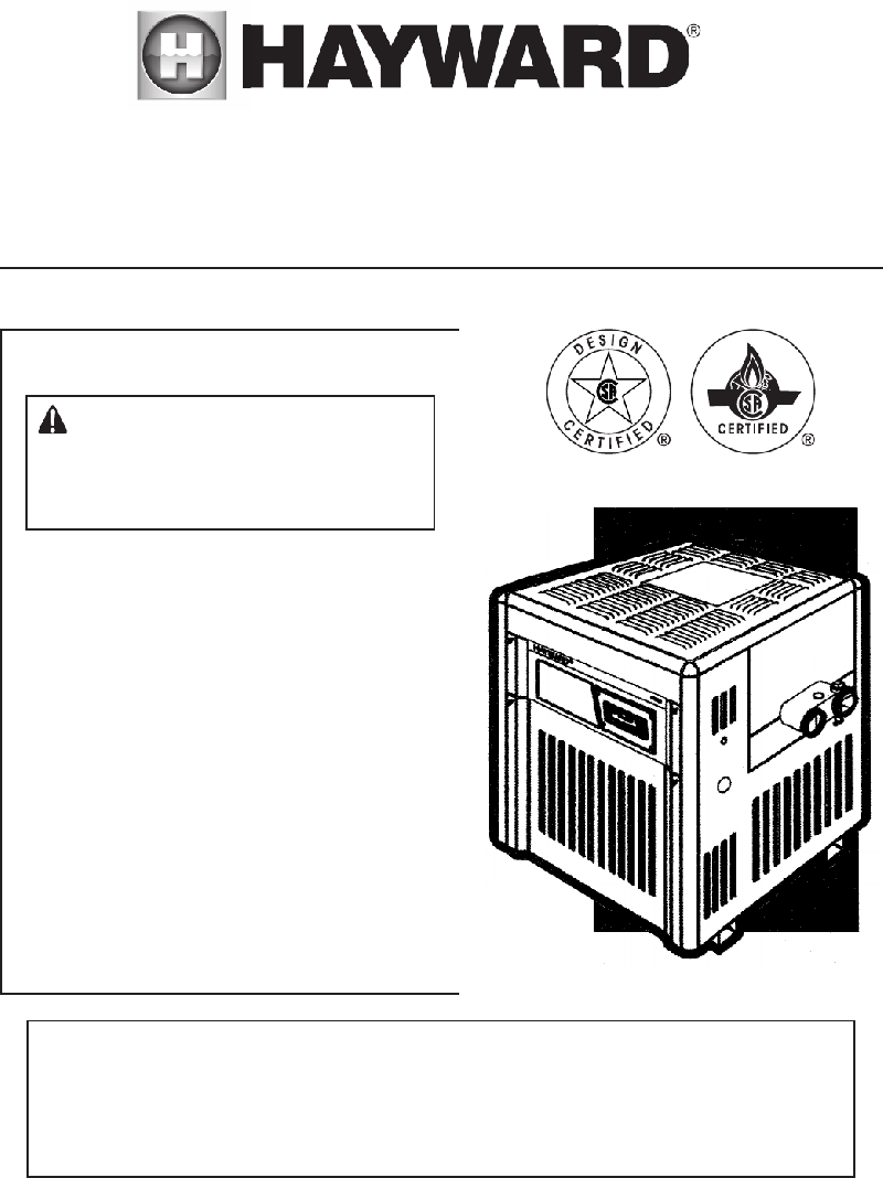 Hayward H150 Pool Heater Manual