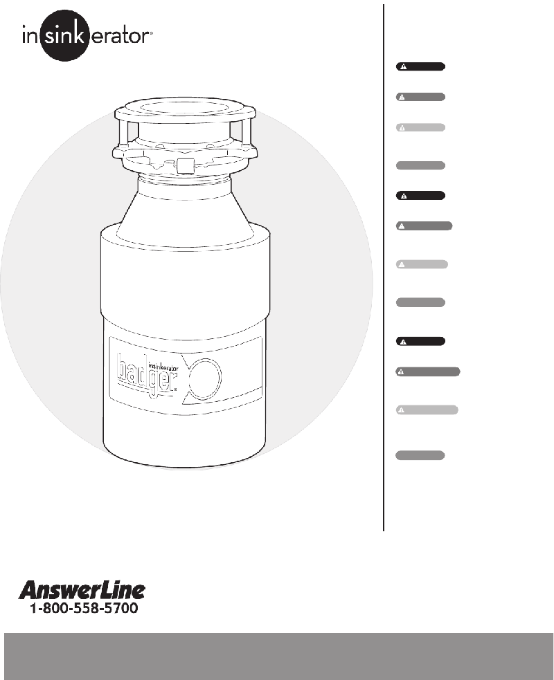 InSinkErator Badger 1 Trash Compactor Installation care and use manual