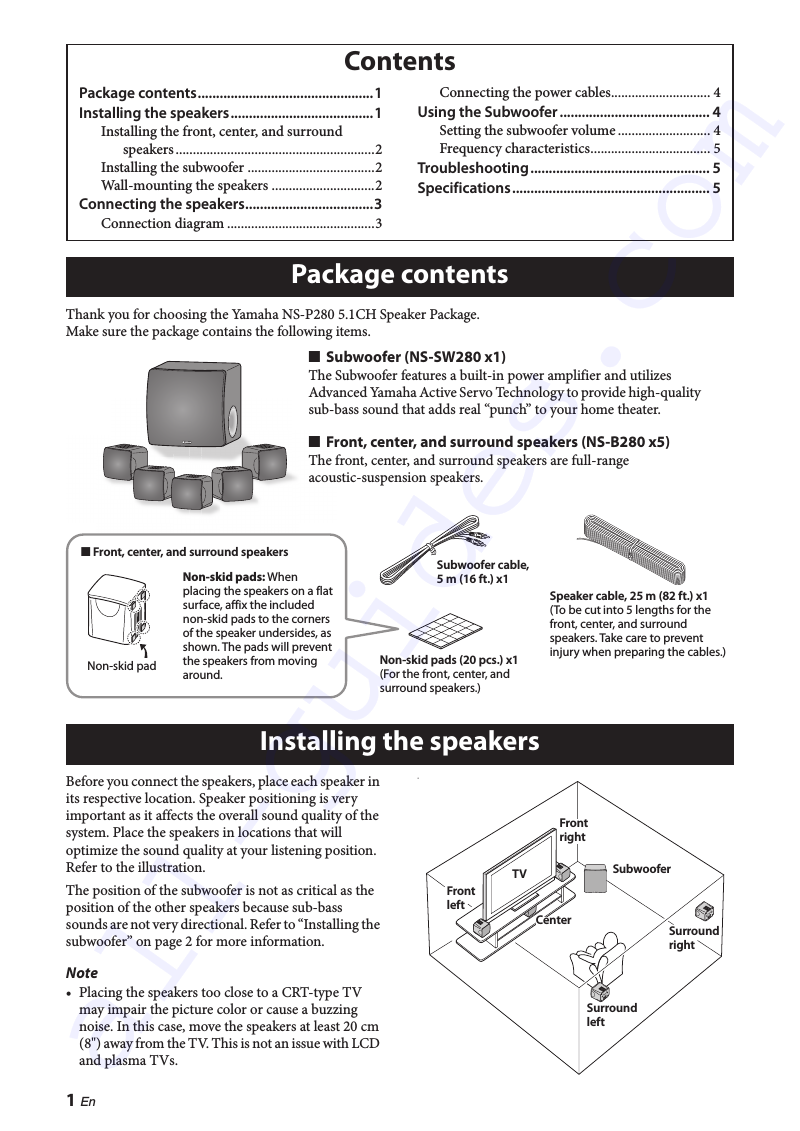 Yamaha NS-P280 Speaker System Owner's manual PDF View/Download, Page # 6