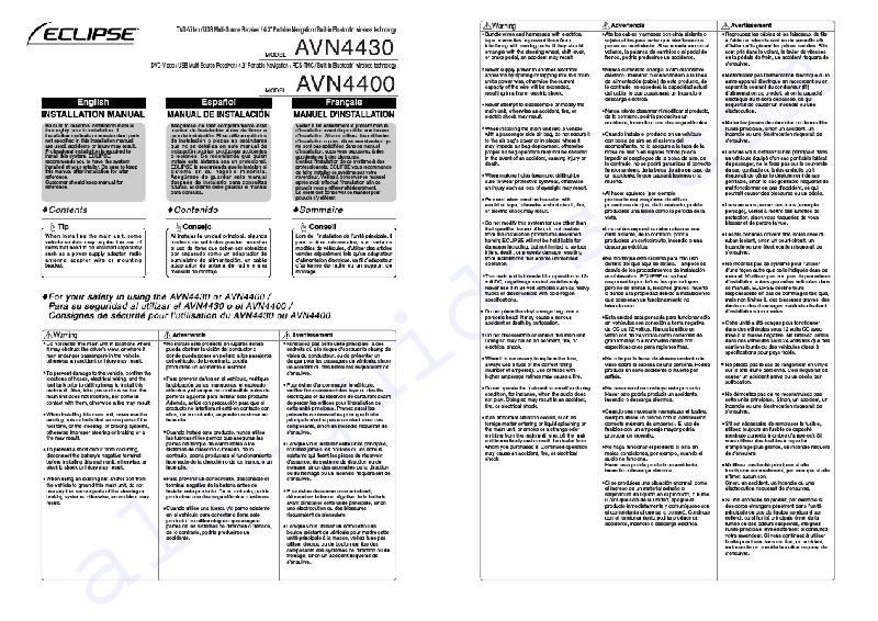 Eclipse AVN4400 Car Navigation system Installation manual PDF View/Download