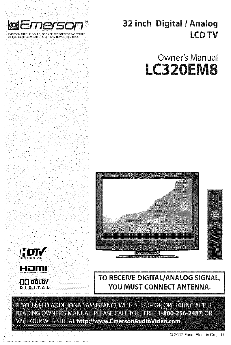 Emerson LC320EM8 LCD TV Owner's manual PDF View/Download