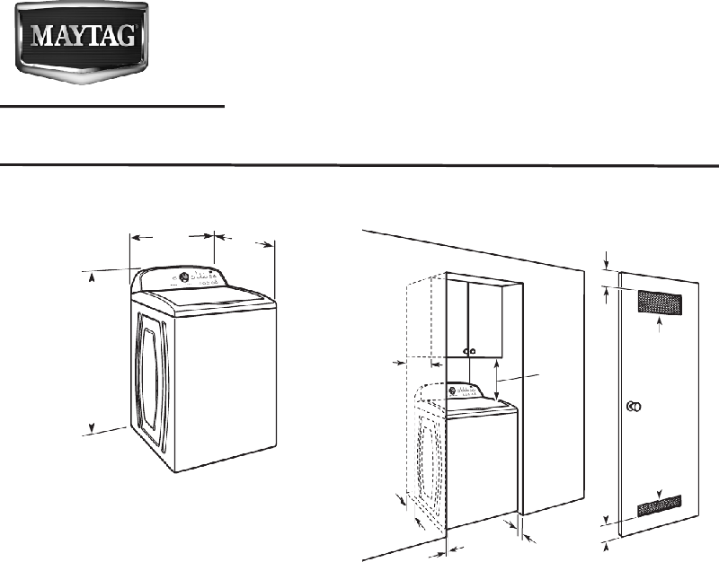 Maytag Bravos MVWB850Y Washer Dimensions and installation PDF View/Download