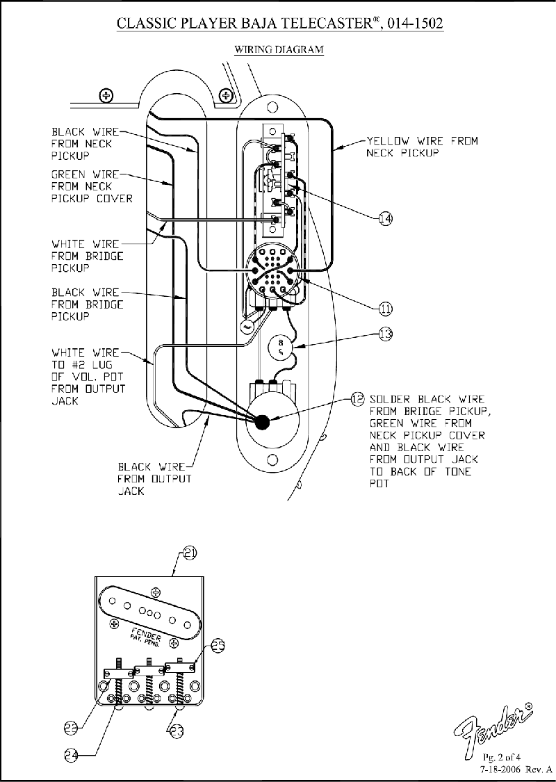 Fender Classic Player Baja Telecaster Guitar Wiring diagram PDF View