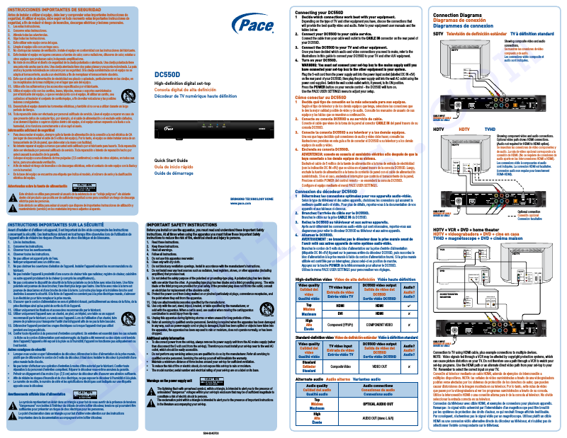 Pace DC550D Media Player Quick start manual PDF View/Download