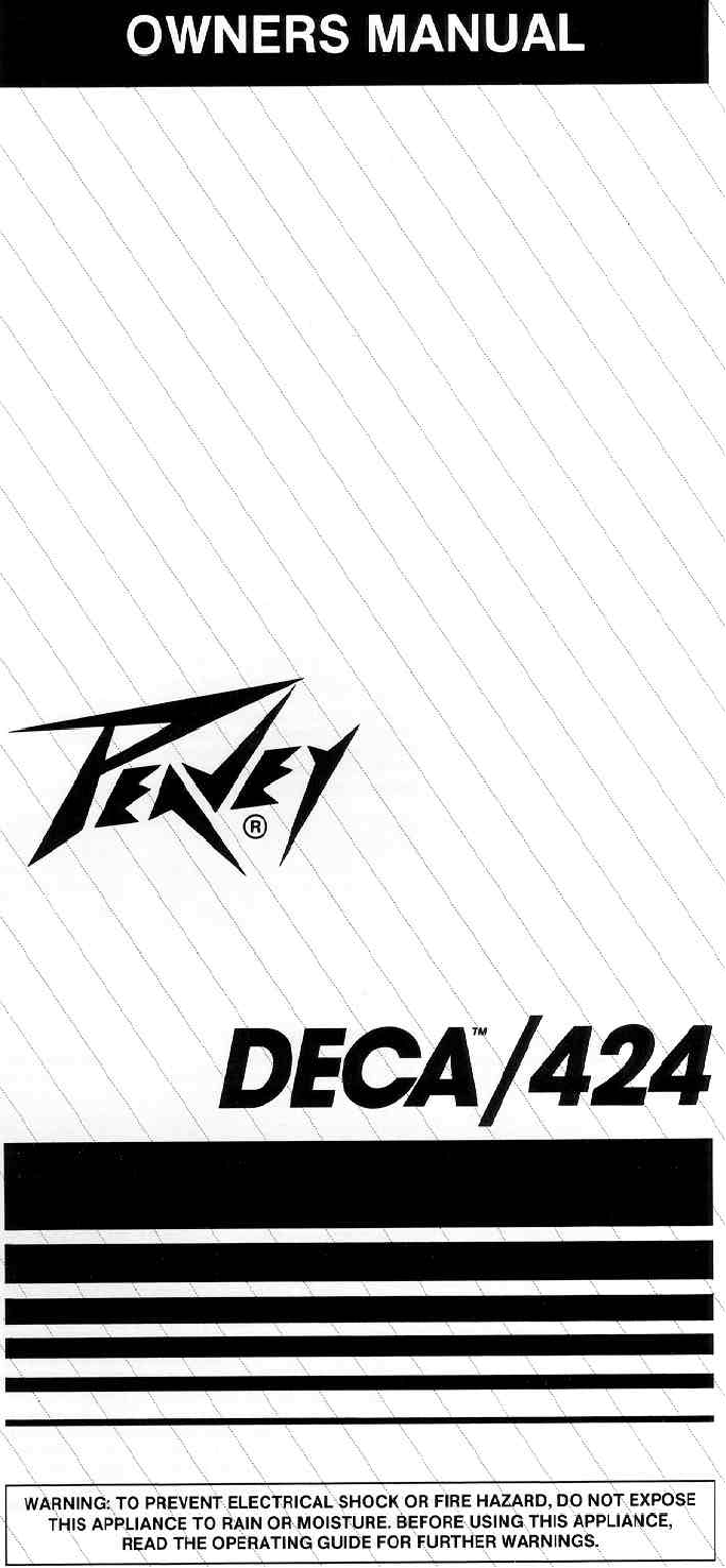 Peavey DECA 424 Amplifier Owner's manual PDF View/Download