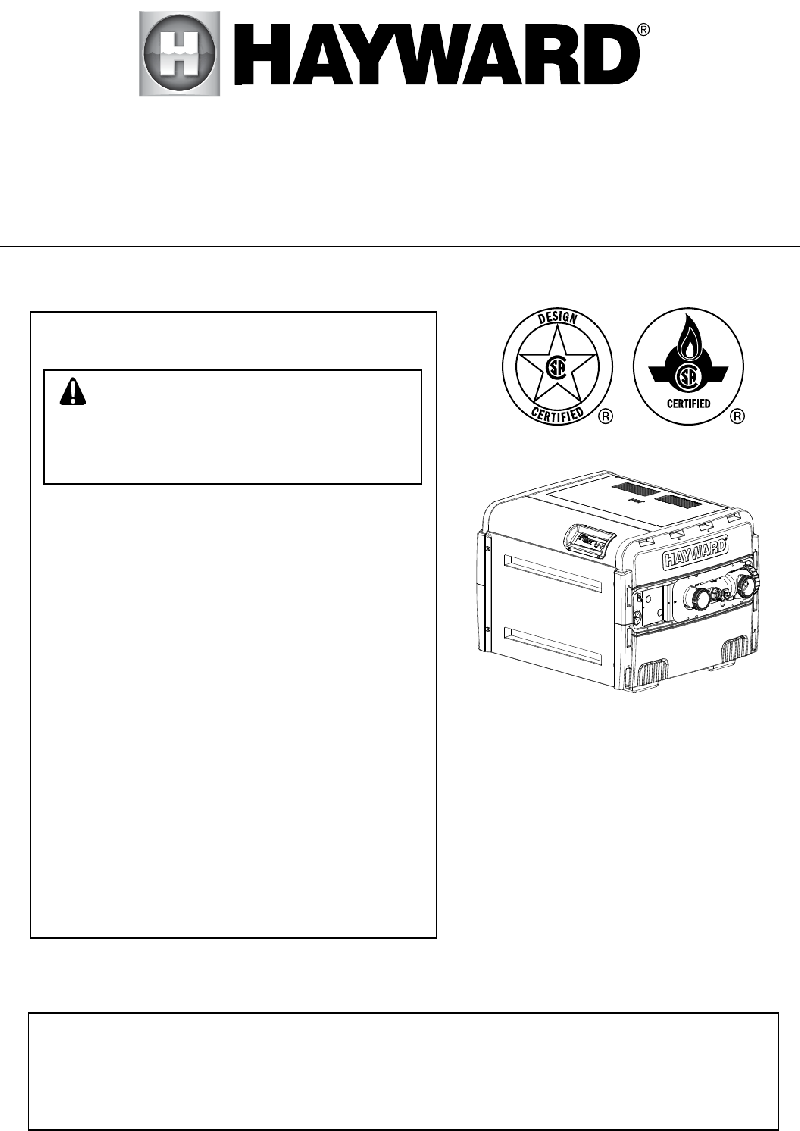 Hayward H150FD Swimming Pool Heater Owner's manual PDF View/Download