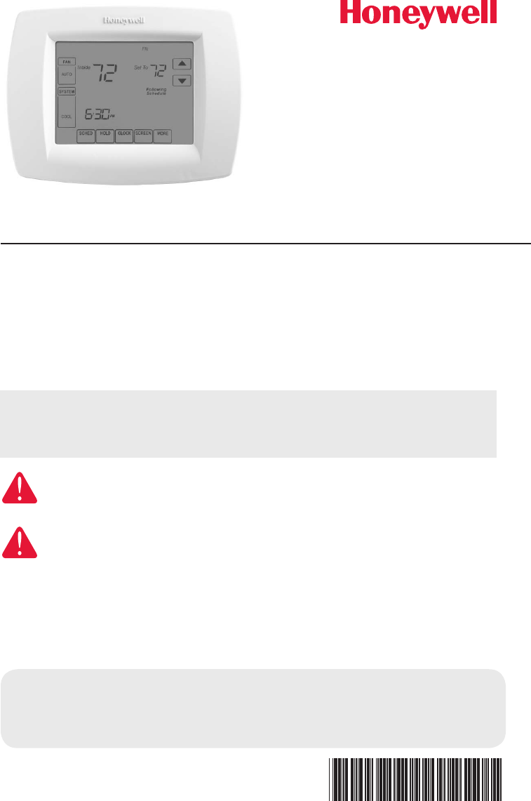 Honeywell VisionPRO TH8000 Series Thermostat Installation manual PDF