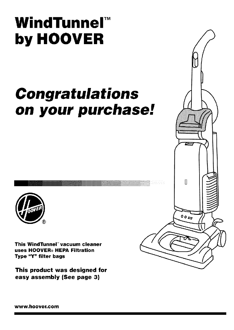 Hoover WindTunnel U5470-900 Vacuum Cleaner Owner's manual PDF View/Download