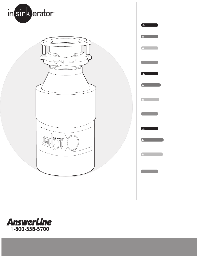 InSinkErator Badger 1 Trash Compactor Installation care and use manual