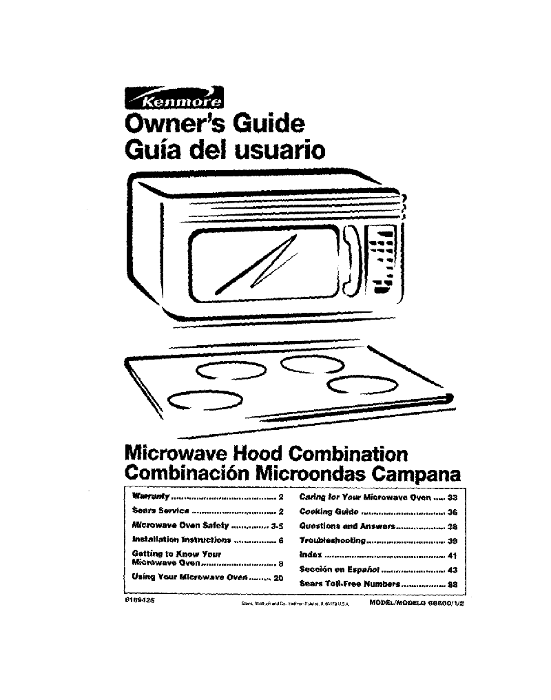 Kenmore 66568600890 Microwave Oven Owner's Manual PDF View/Download