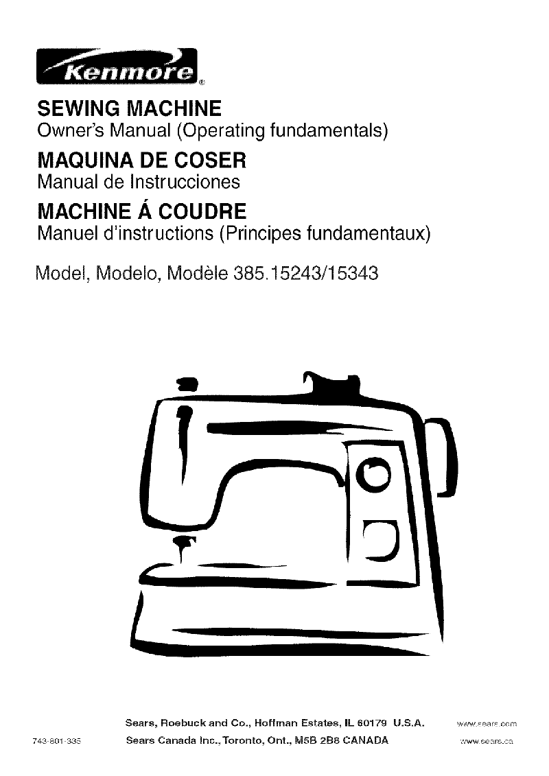 Kenmore 15243 Sewing Machine Owner's manual PDF View/Download