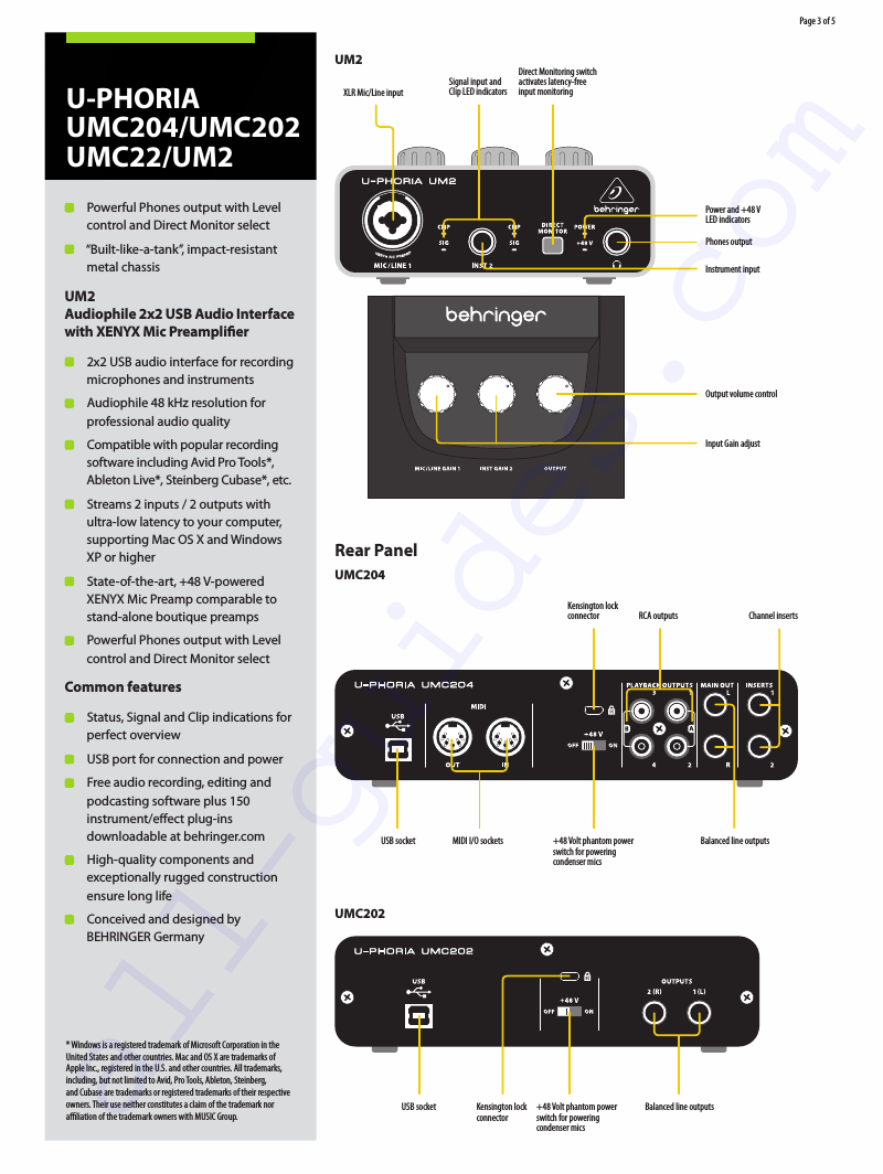 Как подключить behringer u phoria um2 к компьютеру