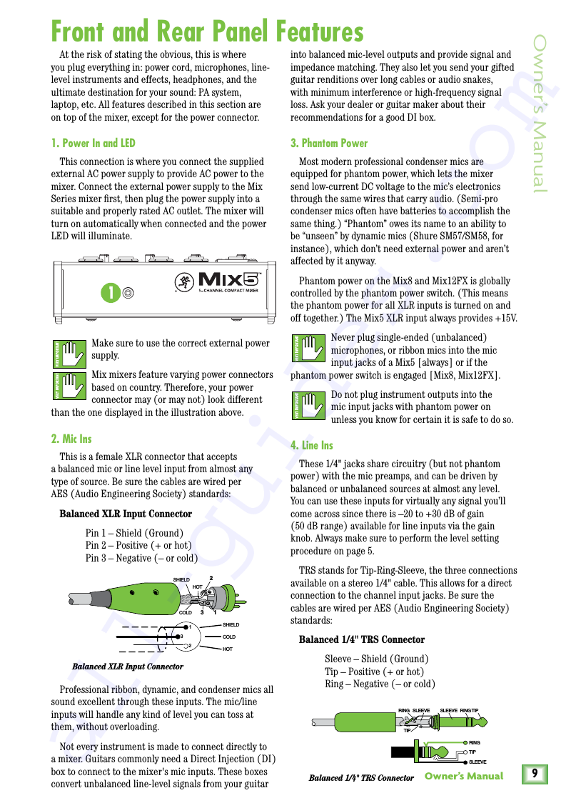 Mackie Mix12FX Music Mixer Owner's manual PDF View/Download, Page # 9