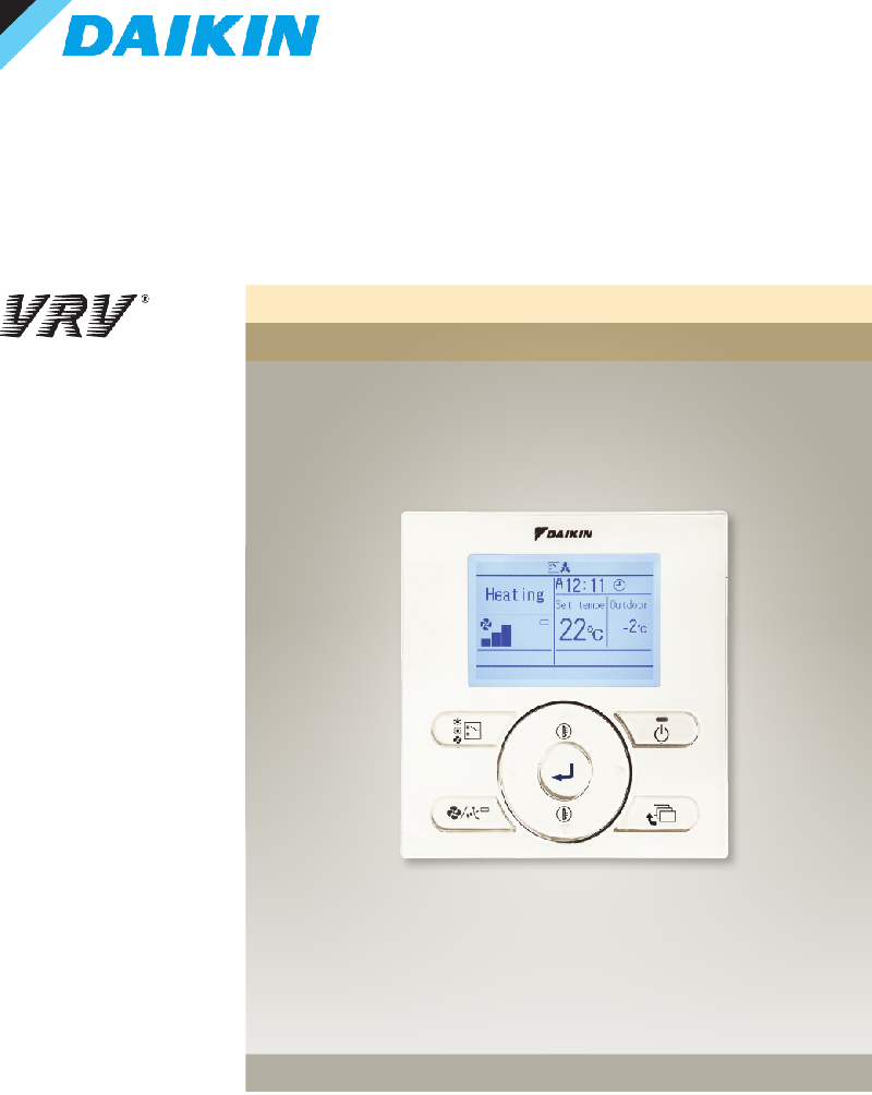 Daikin BRC1E52A Remote Control Technical data manual PDF View/Download