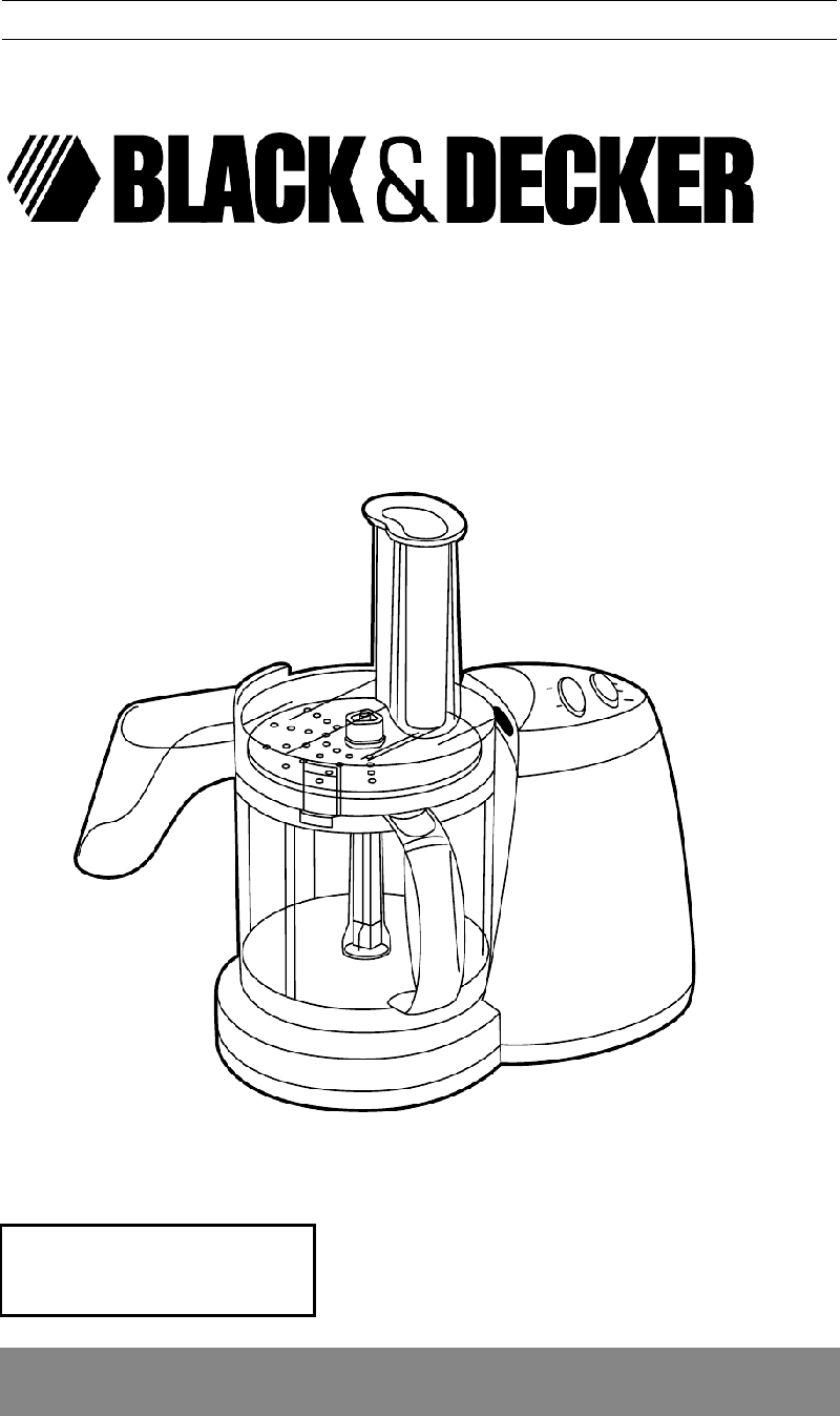 Black & Decker FP1400 Food Processor Use and care book manual PDF View