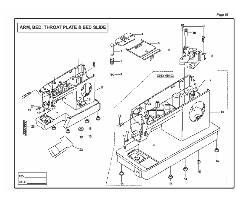 Singer CG-550 Sewing Machine List of parts PDF View/Download, Page # 6