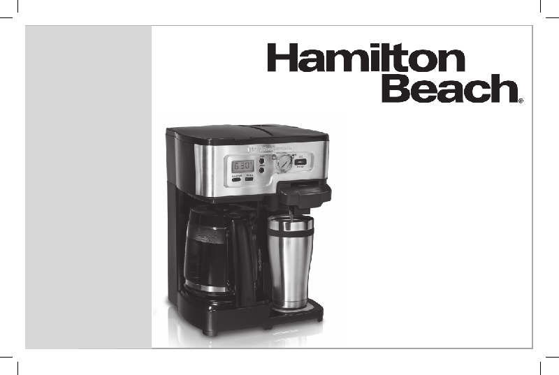 Hamilton Beach FlexBrew Coffee Maker Operation & user’s manual PDF View