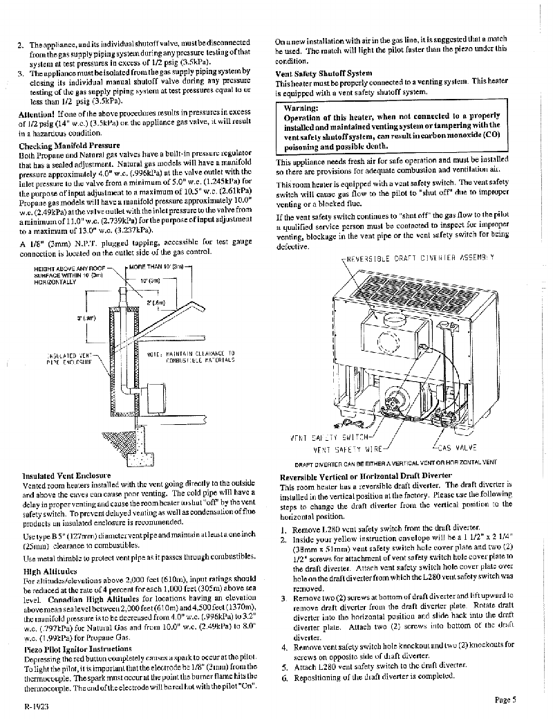 Empire RH-50-5 Gas Heater Installation instructions and owner's manual ...