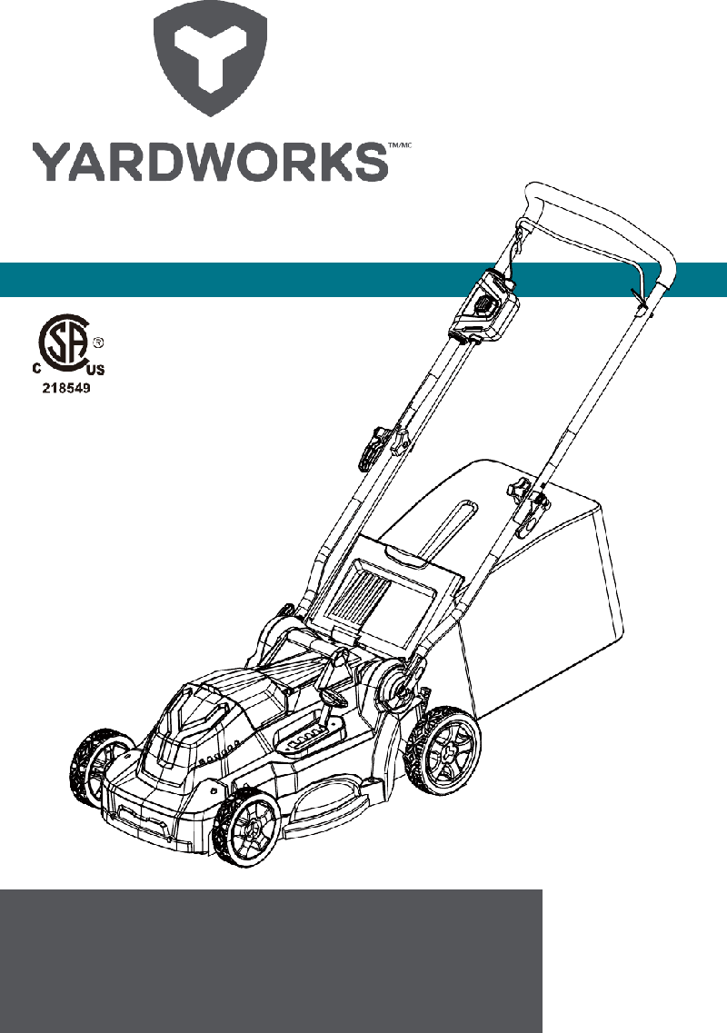 Yardworks 060-1789-4 Lawn Mower Operator's manual PDF View/Download