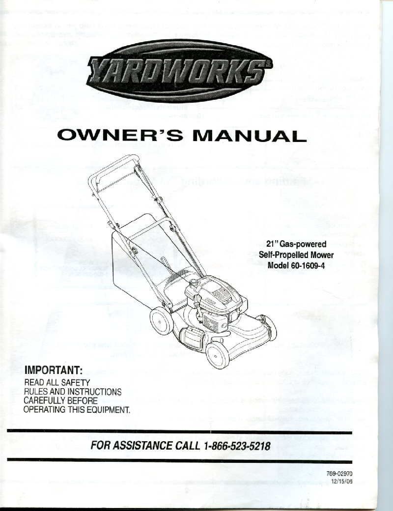 Yardworks 60-1609-4 Lawn Mower Owner's manual PDF View ...