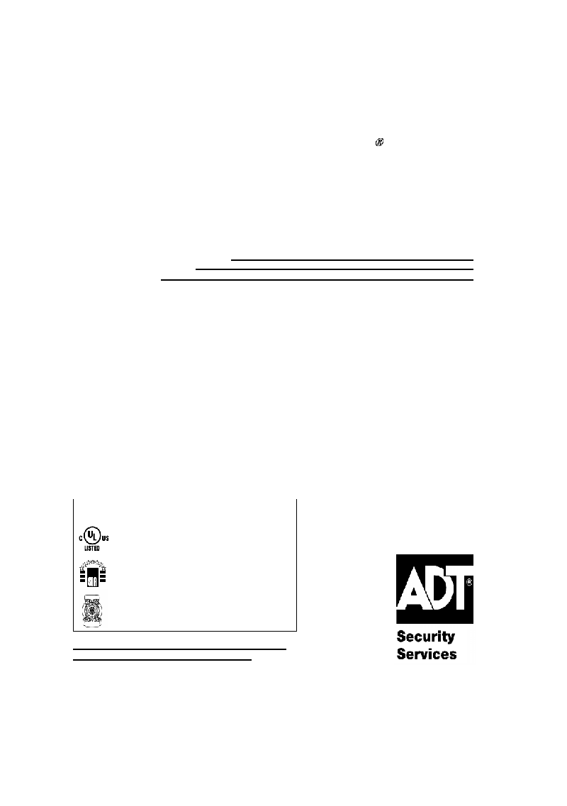 ADT Safewatch Pro 3000EN Security System Operation & user’s manual PDF