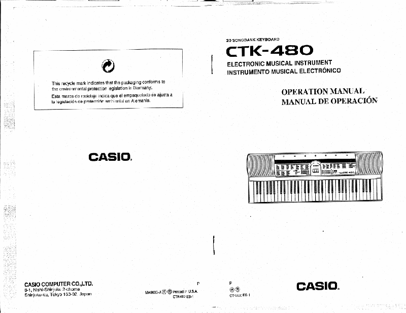 Casio CTK-480 Electronic Keyboard Operation manual PDF View/Download